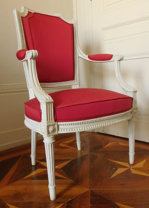 Henri Jacob : fauteuil cabriolet d'époque Louis XVI très finement sculpté - estampillé