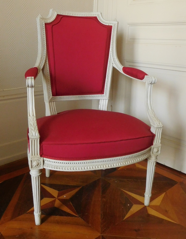 Henri Jacob : fauteuil cabriolet d'époque Louis XVI très finement sculpté - estampillé