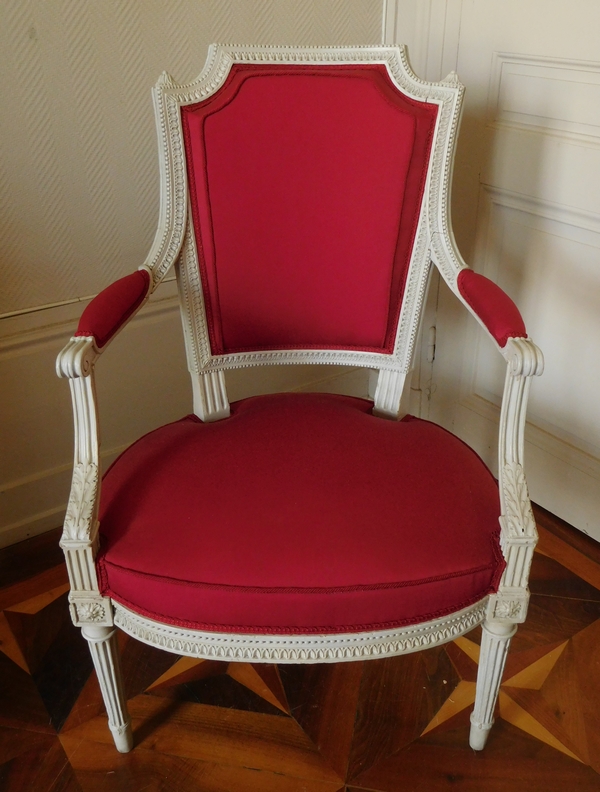 Henri Jacob : fauteuil cabriolet d'époque Louis XVI très finement sculpté - estampillé