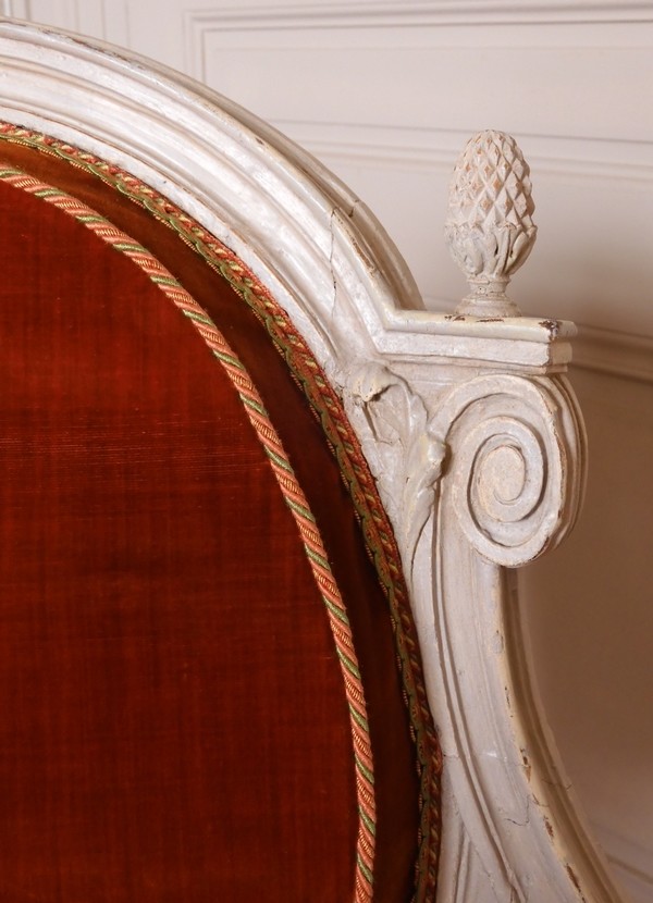 Louis XVI cabriolet armchair attributed to Jean-Baptiste Sene - silk velvet cover