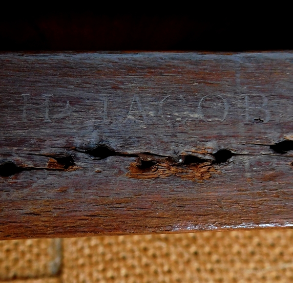 Louis XVI finely carved desk armchair - stamp of Marc Gautron