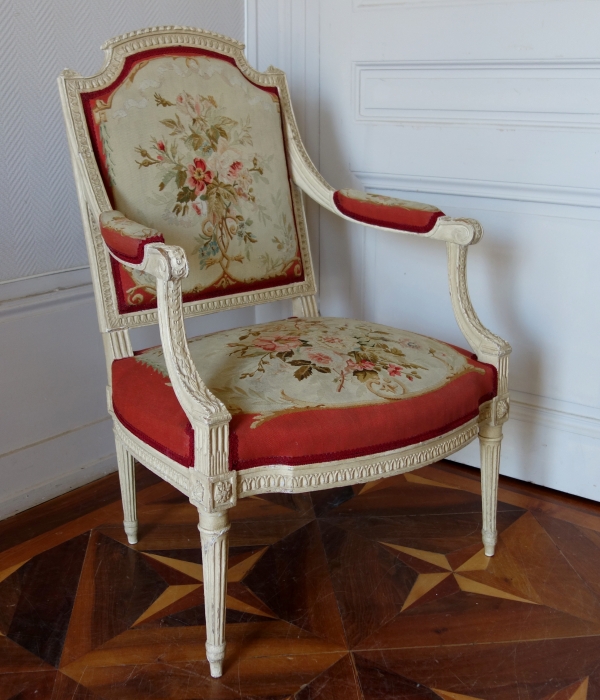 Louis XVI so-called a la Reine armchair, 18th century - stamped Claude Sené