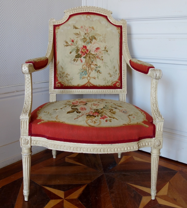 Louis XVI so-called a la Reine armchair, 18th century - stamped Claude Sené