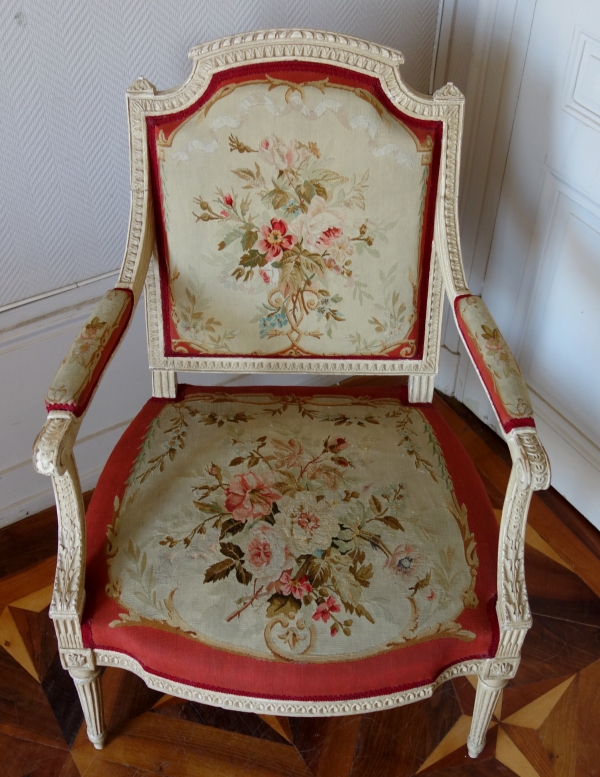 Louis XVI so-called a la Reine armchair, 18th century - stamped Claude Sené