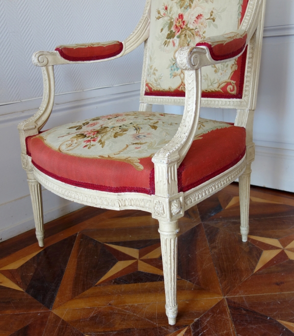 Louis XVI so-called a la Reine armchair, 18th century - stamped Claude Sené