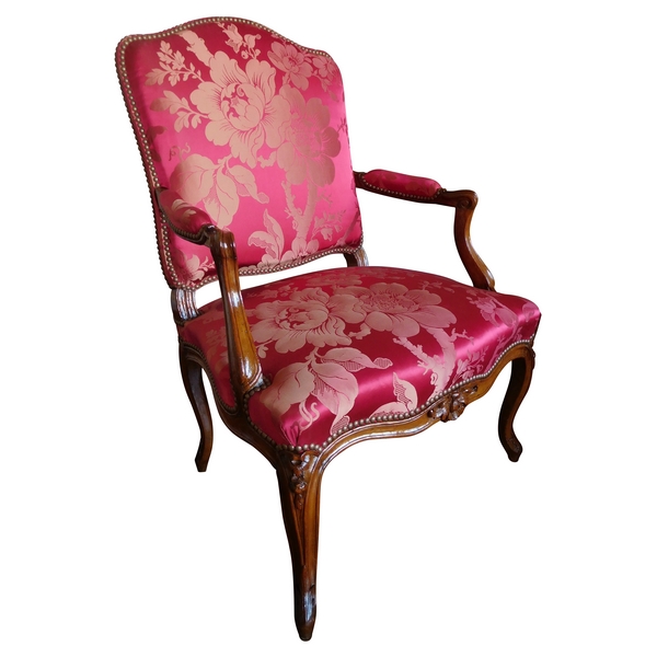 Antique French Louis XV armchair stamped Mathon, 18th century