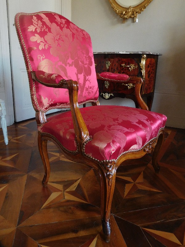 Antique French Louis XV armchair stamped Mathon, 18th century