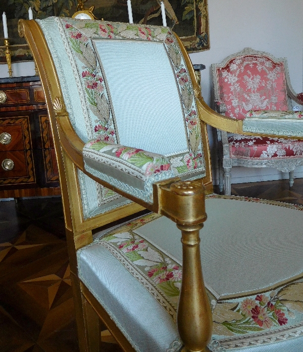 Pair of gilt wood armchairs - France circa 1796-1799 attributed to Jacob