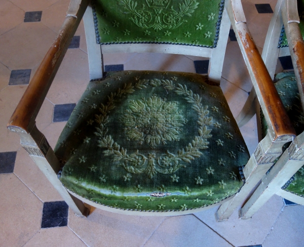 Mobilier de salon d'époque Empire 4 fauteuils et 4 chaises en bois laqué