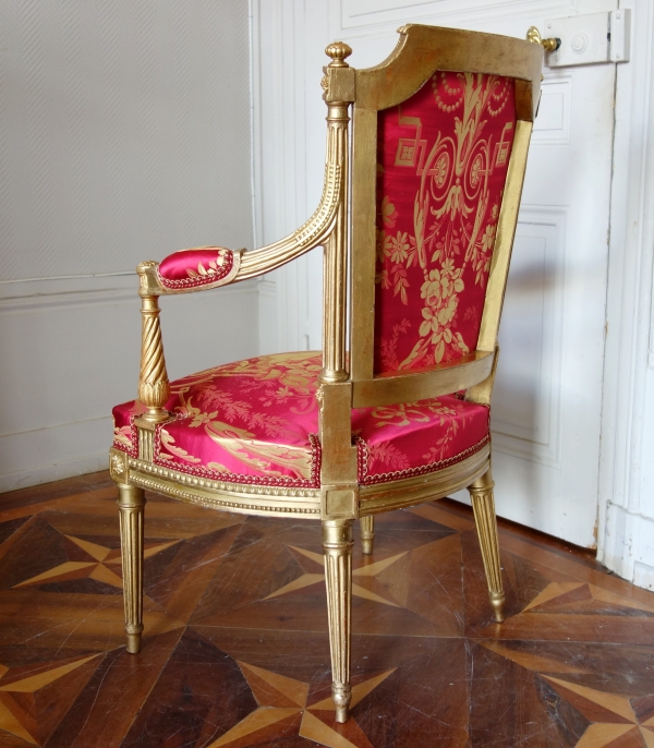 Louis XVI gilt wood living room suite - 4 armchairs and 1 sofa
