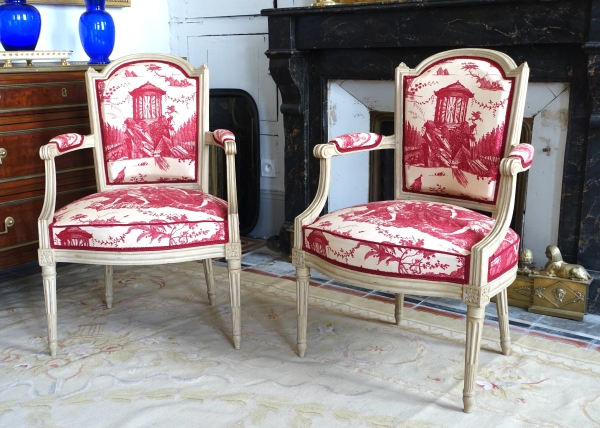 Claude Sene : set of 4 Louis XVI seats, armchairs and chairs - stamped