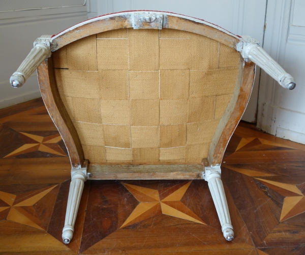 Mobilier de salon : 6 fauteuils à la Reine d'époque Louis XVI à dossier médaillon 