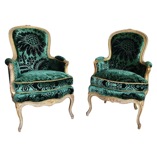 Pair of Louis XV bergeres signed Louis Delanois - France, 18th century