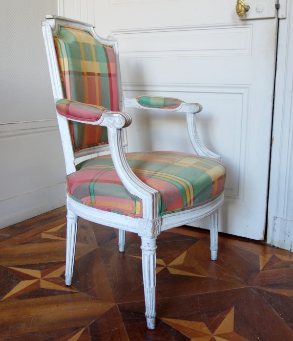 Pair of Louis XVI lacquered cabriolet armchairs, late 18th century circa 1780