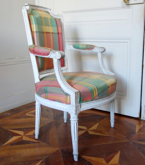 Pair of Louis XVI lacquered cabriolet armchairs, late 18th century circa 1780