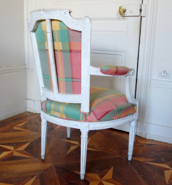 Pair of Louis XVI lacquered cabriolet armchairs, late 18th century circa 1780