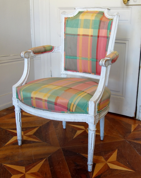 Pair of Louis XVI lacquered cabriolet armchairs, late 18th century circa 1780