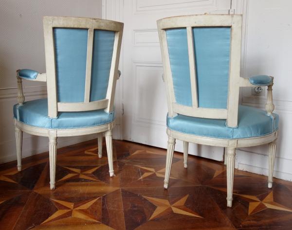 Pair of Louis XVI lacquered cabriolet armchairs, late 18th century circa 1785