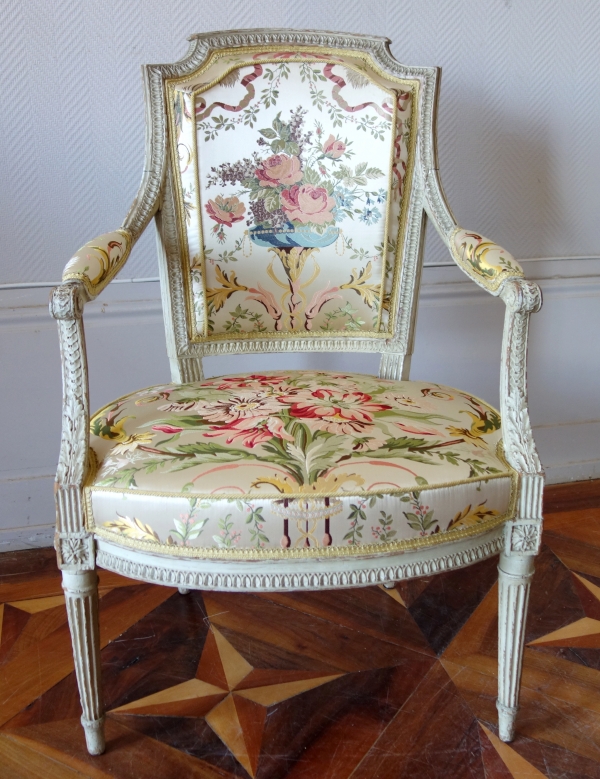 Pair of Louis XVI cabriolet armchairs stamped Claude Sene, 18th century