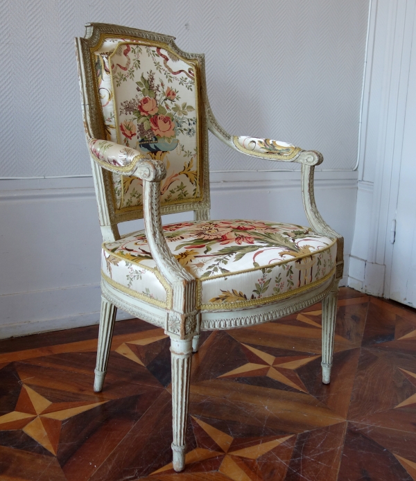 Pair of Louis XVI cabriolet armchairs stamped Claude Sene, 18th century