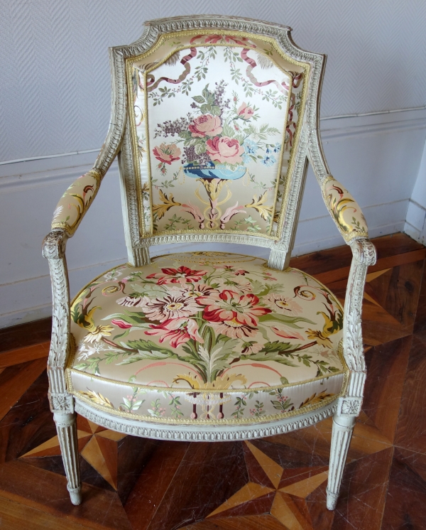 Pair of Louis XVI cabriolet armchairs stamped Claude Sene, 18th century