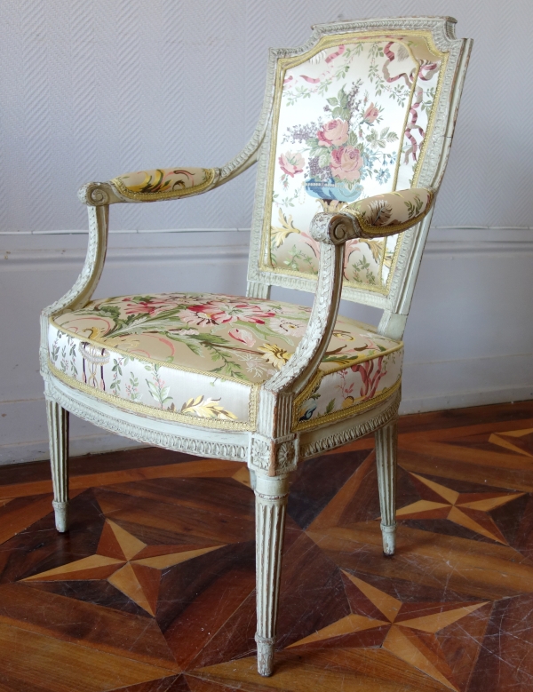 Pair of Louis XVI cabriolet armchairs stamped Claude Sene, 18th century