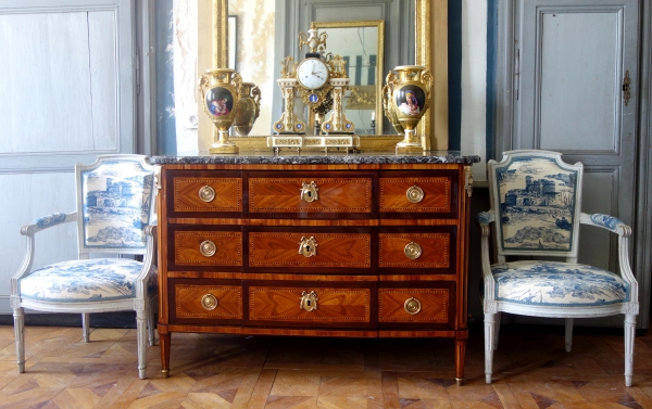 Pair of Louis XVI lacquered cabriolet armchairs, late 18th century circa 1780