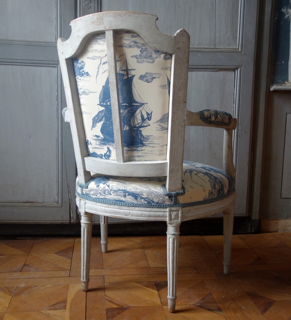 Pair of Louis XVI lacquered cabriolet armchairs, late 18th century circa 1780