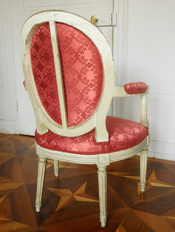 Pair of Louis XVI cabriolet armchairs stamped JB Lelarge, 18th century