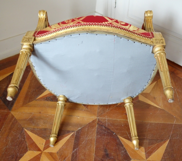 Pair of Louis XVI gilt wood & silk armchairs - La Rochefoucauld family at Château de Verteuil