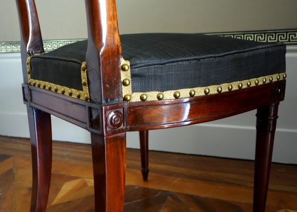 Paire de chaises à l'étrusque en acajou d'époque Directoire, couverture en crin de cheval
