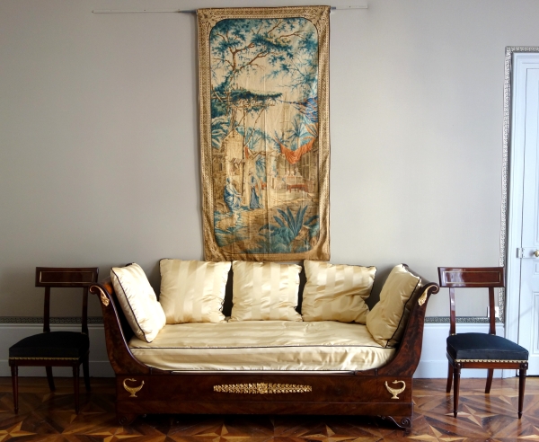 Paire de chaises à l'étrusque en acajou d'époque Directoire, couverture en crin de cheval