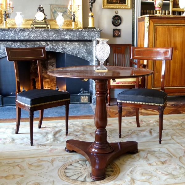 Paire de chaises à l'étrusque en acajou d'époque Directoire, couverture en crin de cheval