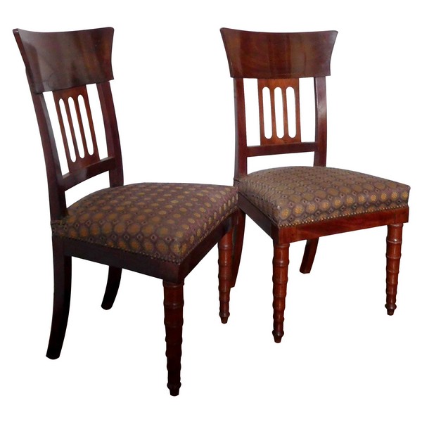 Pair of Empire mahogany chairs attributed to Jacob Desmalter