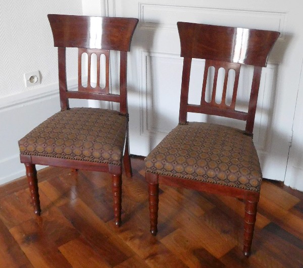 Pair of Empire mahogany chairs attributed to Jacob Desmalter