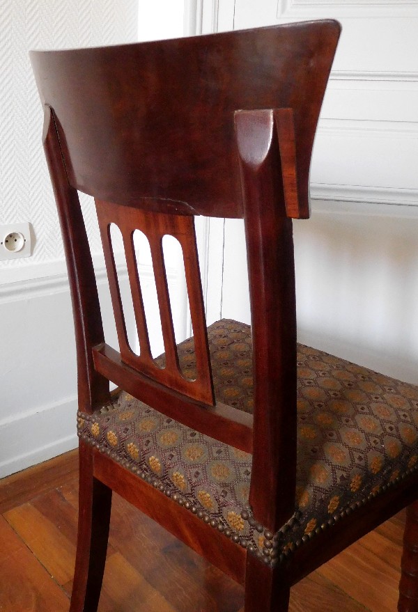 Paire de chaises en acajou à l'Antique d'époque Consulat, attribuées à Jacob Desmalter