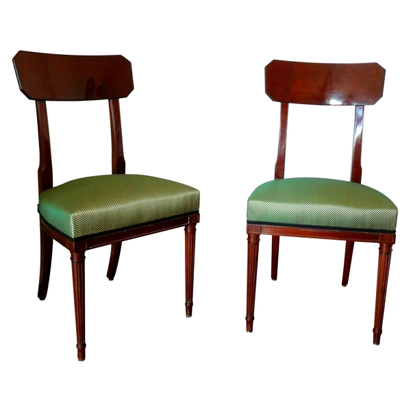 Pair of Directoire style mahogany chairs after Georges Jacob