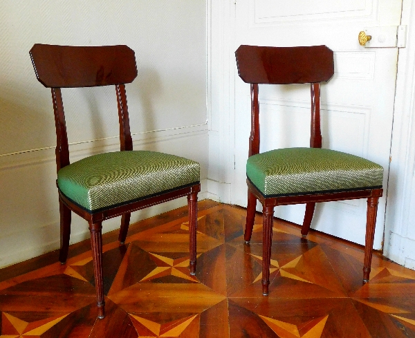 Pair of Directoire style mahogany chairs after Georges Jacob