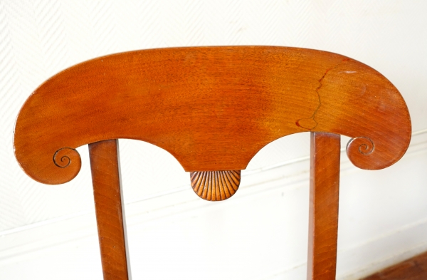 Pair of Empire mahogany chairs, shield-shaped backrest after Marcion's pattern