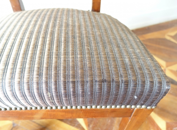 Pair of Empire mahogany chairs, shield-shaped backrest after Marcion's pattern