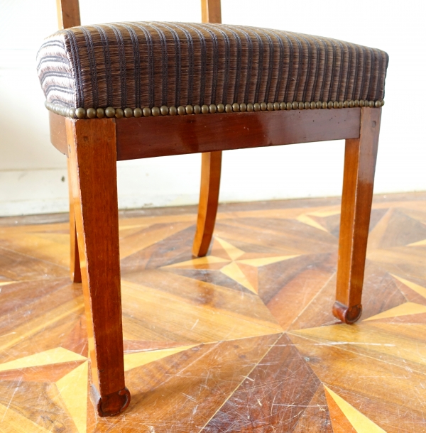 Pair of Empire mahogany chairs, shield-shaped backrest after Marcion's pattern