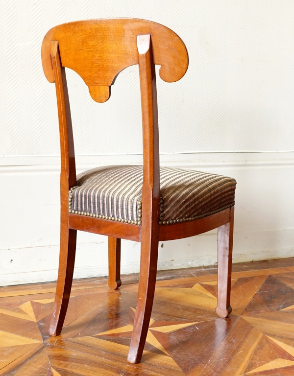 Pair of Empire mahogany chairs, shield-shaped backrest after Marcion's pattern