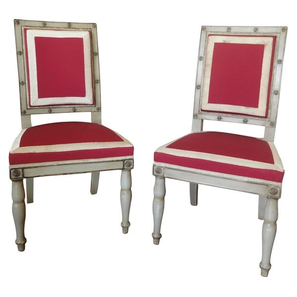 Pair of Empire chairs stamped Jacob Desmalter, Chateau de Fontainebleau