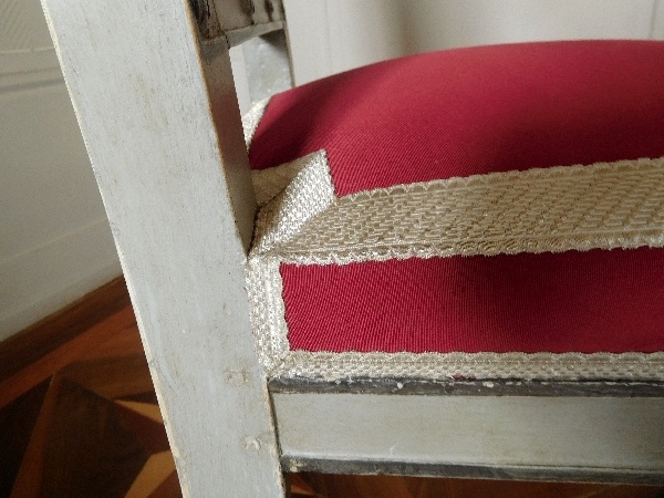 Jacob Desmalter, Château de Fontainebleau : paire de chaises d'époque Empire, galons au fil d'argent