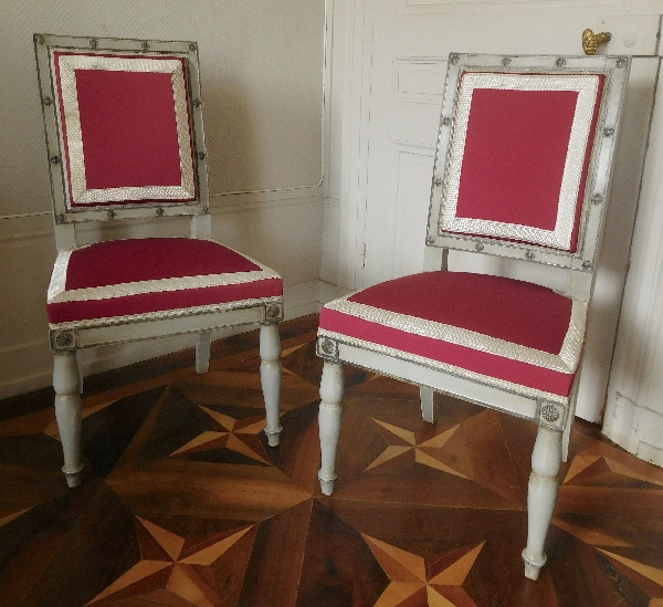 Pair of Empire chairs stamped Jacob Desmalter, Chateau de Fontainebleau