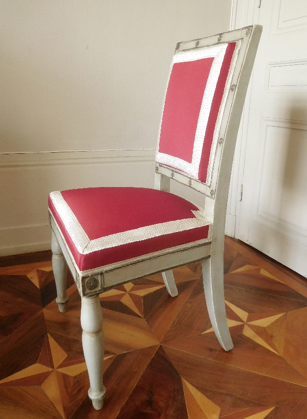 Jacob Desmalter, Château de Fontainebleau : paire de chaises d'époque Empire, galons au fil d'argent