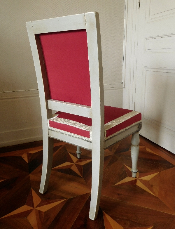 Jacob Desmalter, Château de Fontainebleau : paire de chaises d'époque Empire, galons au fil d'argent