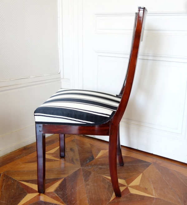 Pair of Empire mahogany chairs, gladius sword on the backrest, 19th century circa 1800