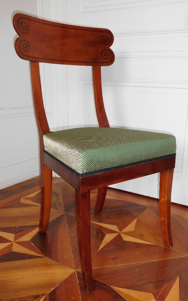 Pair of Consulate mahogany and ebony chairs - France circa 1800