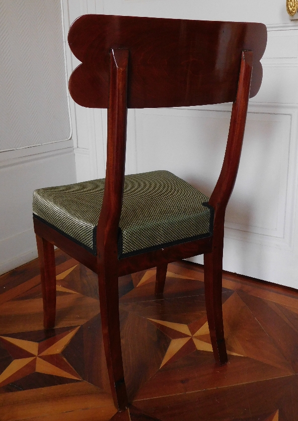 Pair of Consulate mahogany and ebony chairs - France circa 1800